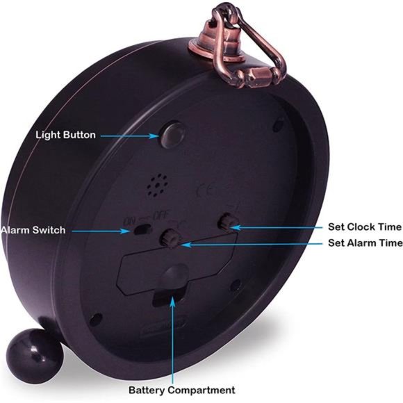 Vintage Analog Alarm Clock, 5.25 inch Small Silent Desk Clock with Night Light - Picture 5 of 5